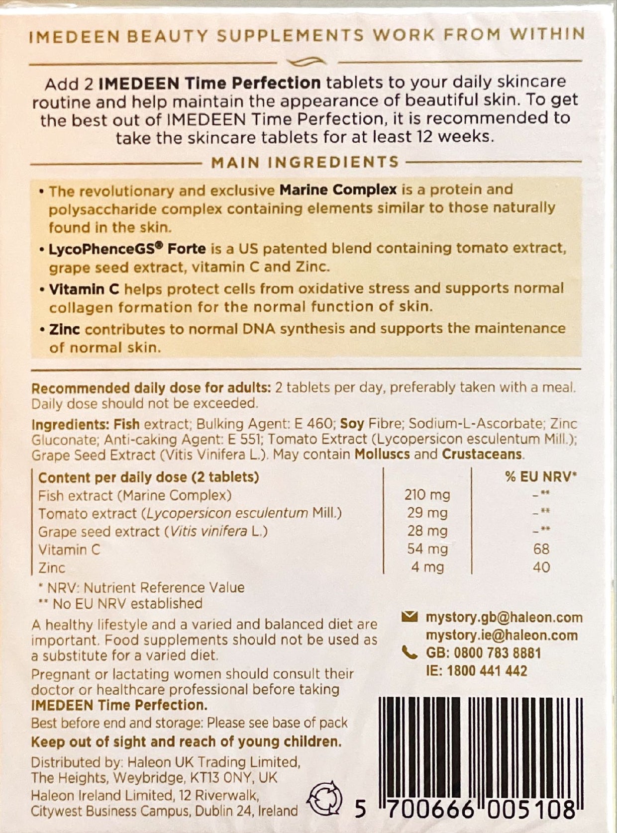 IMEDEEN Time Perfection Skincare Beauty Supplement - 60 Tablets, 1 Month Supply