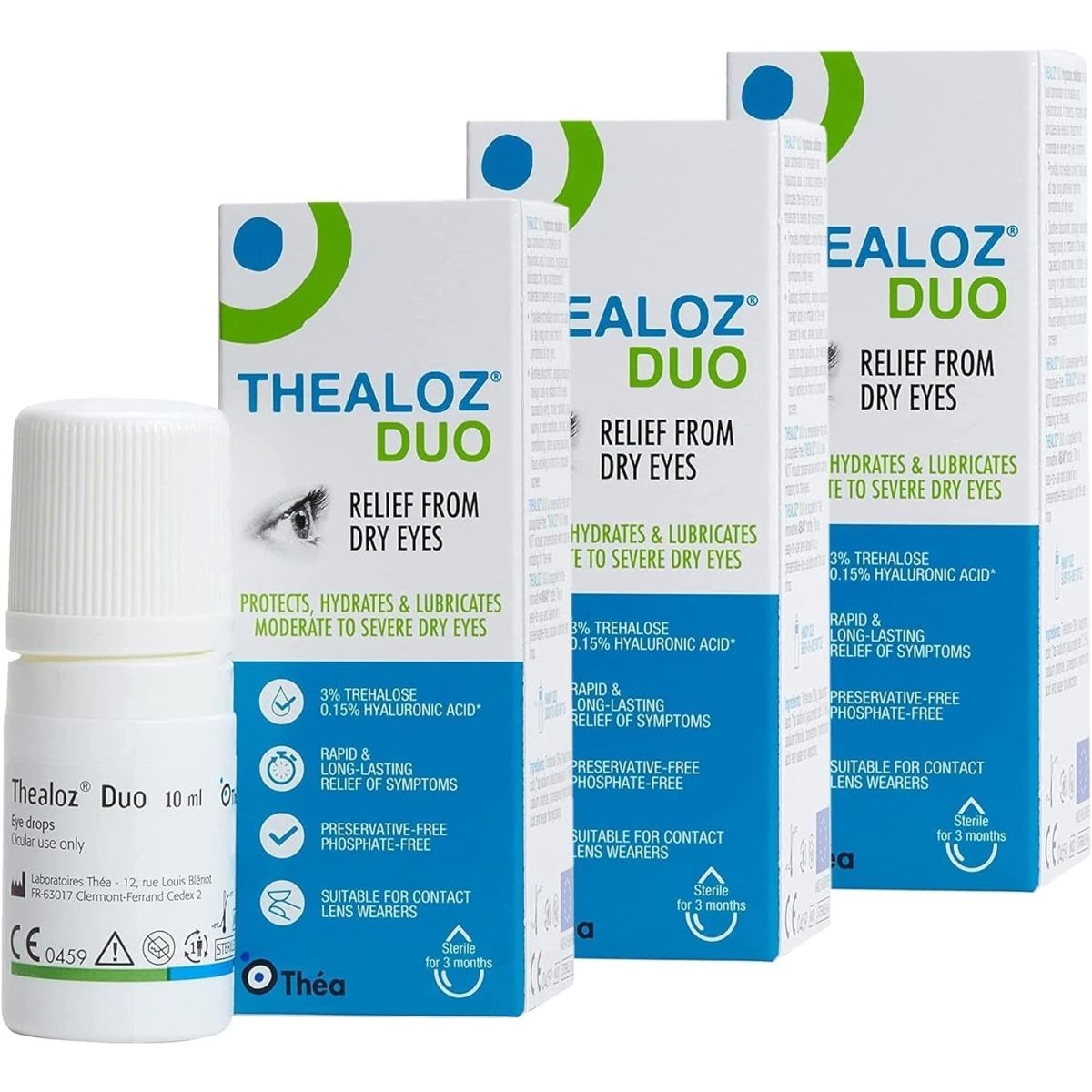 Thealoz Duo Dry Eye Drops three pack, 3 x 10ml