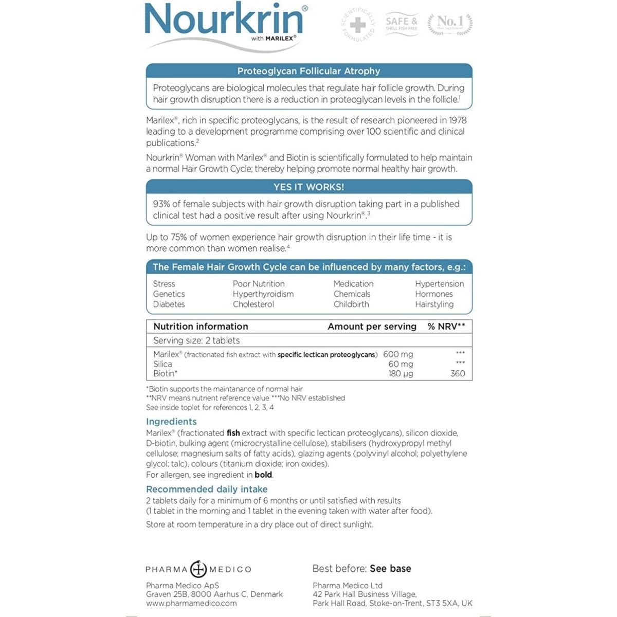 Nourkrin Woman Hair Supplement - 180 Tablets, 3 Month Supply
